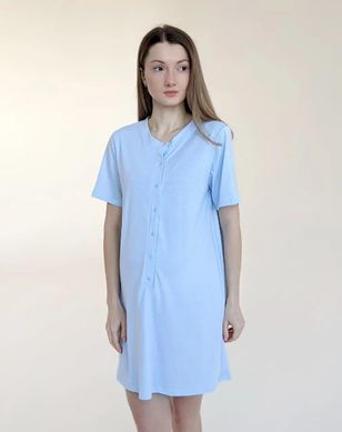 Комплект халат і сорочка у пологовий (пастельний блакитний), кулір, 46-48