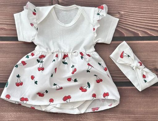 Боди-платье короткий рукав Вишенки_1 + повязка Babystartex, Девочка, 68-74