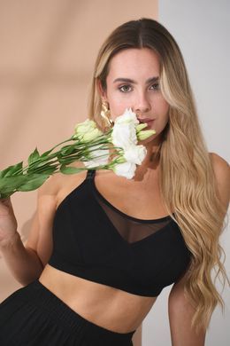Бюстгальтер з сіткою для вагітних та годуючих Ivanna Yula mamma, чорний, S
