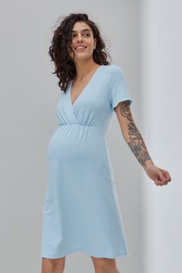 Нічна сорочка для вагітних та годуючих ALISA LIGHT Юла Мама, блакитна, S