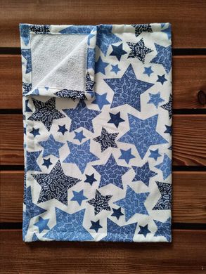 Пеленка непромокаемая из фланели BabyStarTex, белая/синие звезды в узорчик, Мальчик, 50х70 см
