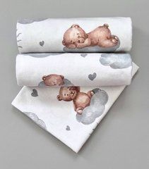 Пелюшка фланель/байка Туреччина BabyStarTex 100*80, біла/ведмедик спить на хмарці_нова, Унісекс, 100*80