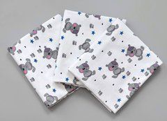 Пелюшка фланель/байка для немовлят BabyStarTex, біла/ведмедика Cute Teddy(сірий), Хлопчик, 90х80