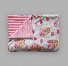 Плед дитячий з плюшу Babystartex, рожевий/кекси, Дівчинка, 100*80, без утеплювача