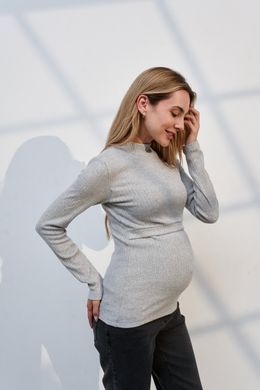 Теплий гольф з трикотажу рубчик для вагітних та годуючих Penny Yula mama, сірий, S