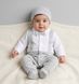 Теплий комплект нарядний комбінезон та шапочка Джентельмен BabyStarTex, футер, білий/сірий, Хлопчик, 62-68