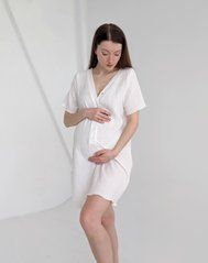 Муслиновая сорочка на роды с коротким рукавчиком (молочная), муслин, 42-44