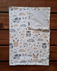 Пелюшка непромокаюча з польської бавовни Babystartex, біла/заєць та сова, Унісекс, 50х70 см