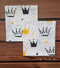 Пеленка польский хлопок BabyStarTex, 80x90 см, белая/короны желтые и черные, Унисекс, 90х80