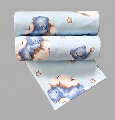 Пелюшка фланель/байка Туреччина BabyStarTex 100*80, блакитна/ведмедик спить на хмарці, Хлопчик, 100*80