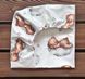Простынь для детской кроватки на резинке Babystartex, 120х60см, хлопок, белая/мишки спит на облачке, Мальчик