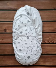Наматрасник непромокаемый в коляску BabyStarTex, 35х75см, белая/звезды серые большие, Унисекс, для коляски