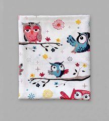 Пеленка муслиновая 2-х слойная BabyStarTex, 80x90 см, совы на ветке, Унисекс, 90х80