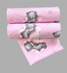 Пелюшка фланель/байка Туреччина BabyStarTex 100*80, рожева/ведмедик спить на хмарці, Дівчинка, 100*80