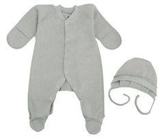 Комплект комбинезон и чепчик Baby Style Minikin, интерлок вафелька, серый, Унисекс, серый, 56