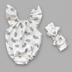 Боди + повязка для девочки Babystartex, муслин, молочное/веточки, Девочка, 56-62