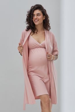 Комплект халат Paola та сорочка Viola для вагітних у пологовий Yula Mamma, пудра, S