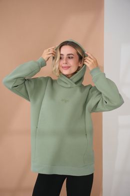 Теплый худи для беременных и кормящих с вышивкой Angel Yula mama, оливковый, S