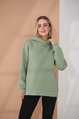 Теплый худи для беременных и кормящих с вышивкой Angel Yula mama, оливковый, S