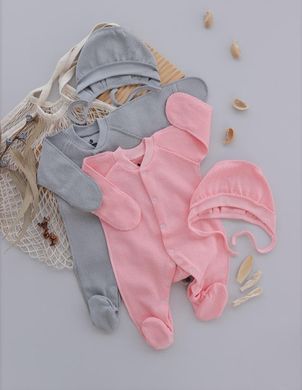 Комплект комбінезон та чепчик Baby Style Minikin, інтерлок вафелька, сірий, Унісекс, сірий, 56