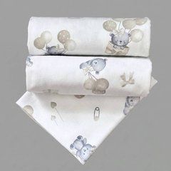 Пелюшка фланель/байка Туреччина BabyStarTex 100*80, біла/ведмедик з кульками, Унісекс, 100*80