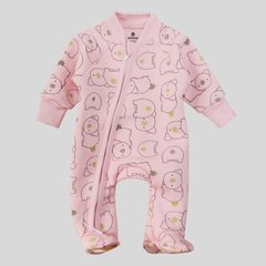 Теплий комбінезон на блискавці для малюків Minikin, тринитка з начосом, рожевий з малюнком, Дівчинка, розовый с рисунком, 68