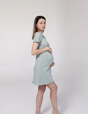 Ночнушка для беременных и кормящих (фисташковая), премиум стрейч-кулир, 46-48