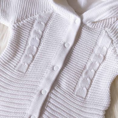 В'язаний комбінезон з капюшоном однотонний Mari-Knit 0706, Унісекс, Білий, 68