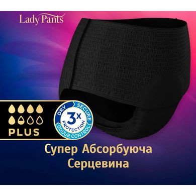 Трисики урологічні післяпологові Tena Lady Pants Plus, розмір L, чорні, 1уп/8шт, L, 8шт, 5+ краплин