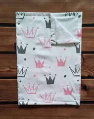 Пелюшка непромокальна з фланелі Babystartex, біла/корони рожеві та сірі, Дівчинка, 50х70 см