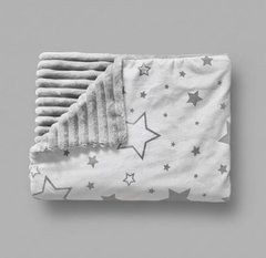 Плед дитячий з плюшу Babystartex, сірий/зірки сірі та білі, Унісекс, 100*80, без утеплювача