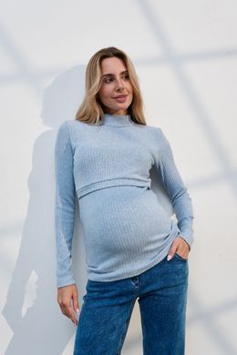 Теплий гольф з трикотажу рубчик для вагітних та годуючих Penny Yula mama, блакитний, M