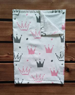 Пелюшка непромокальна з фланелі Babystartex, біла/корони рожеві та сірі, Дівчинка, 50х70 см
