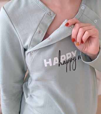 Тепла сорочка для вагітних та годуючих HAPPY MOM (пастельний м'ятний), футер, пастельный мятный, пастельний м'ятний, 54-56
