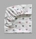 Простынь для детской кроватки на резинке Babystartex, 120х60см, хлопок, белая/сердечки розовые и серые, Девочка