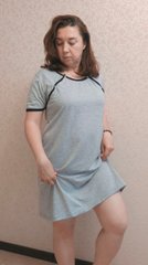 Сорочка у пологовий будинок на кнопках для вагітних і годуючих, сіра з чорним, кулір, 44