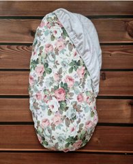 Наматрасник непромокаемый в коляску BabyStarTex, 35х75см, белая/цветы розы, Унисекс, для коляски