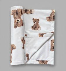 Пелюшка непромокаюча з польської бавовни Babystartex, біла/ведмедики коричневі, Унісекс, 50х70 см