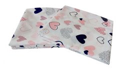 Пелюшка польська бавовна BabyStarTex, 80x90 см, біла/серця сині та рожеві, Дівчинка, 90х80