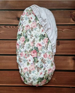 Наматрасник непромокаемый в коляску BabyStarTex, 35х75см, белая/цветы розы, Унисекс, для коляски