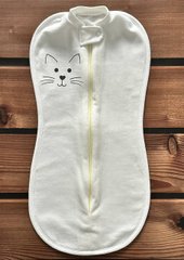 Пелюшка-кокон на блискавці BabyStarTex, футер, молочний/морда кішки, Унісекс
