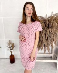 Сорочка на молнии для беременных и кормящих Цветочки (розовый), кулир, 42-44