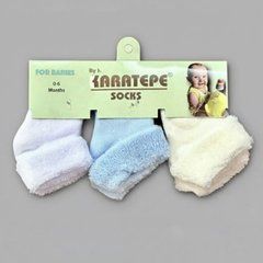 Шкарпетки для новонароджених 1уп/3шт, махра, білі_блакитні_молочні, Хлопчик