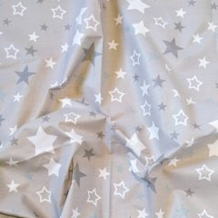 Пеленка польский хлопок BabyStarTex, 80x90 см, серая/белые и серые звезды