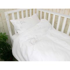 Комплект постільної білизни в дитяче ліжечко Ведмедик, сатин, білий, Унісекс