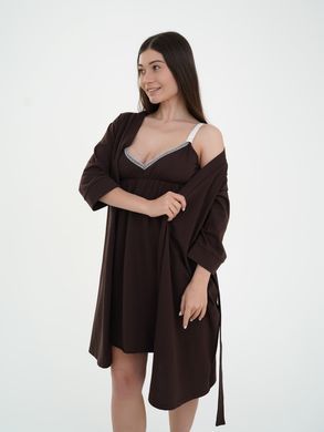 Комплект в роддом халат и сорочка Мамин Дом, шоколад, S