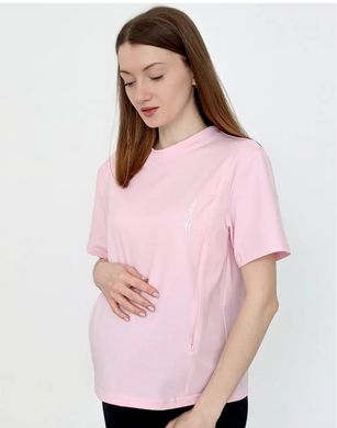 Футболка для беременных кормящих мам Незламна (розовый), премиум стрейч-кулир, 42-44