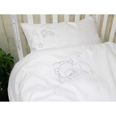 Комплект постельного белья в детскую кроватку Мишка, сатин, белый, Унисекс