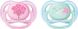 Пустышка силиконовая ортодонтическая ultra air с декором Philips Avent, 0-6 мес, 1уп/2шт, Девочка, Симметричная