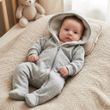 Комбинезон теплый для новорожденных Babystartex, серый, трехнить на флисе, Унисекс, серый, 56-62